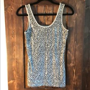 Black and Grey Leopard Sequin Rue 21 Tank